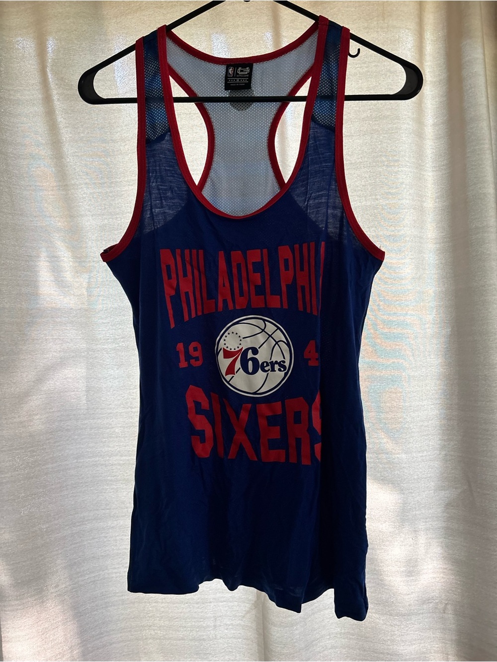 Ultra Game Philadelphia 76ers Navy Mesh Racerback Tank Top size M